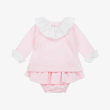 Load image into Gallery viewer, Pink Knit Ruffled Bloomer Set
