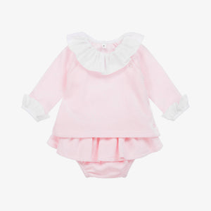 Pink Knit Ruffled Bloomer Set