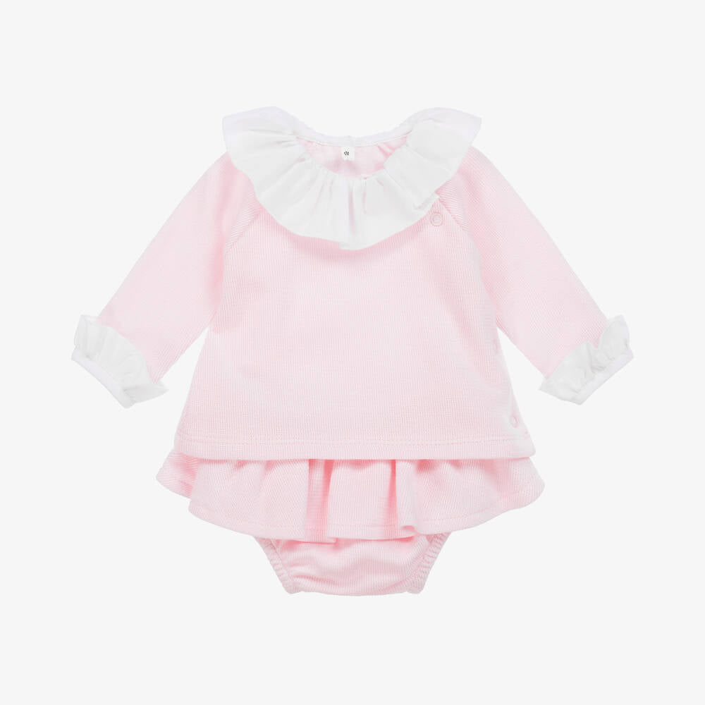 Pink Knit Ruffled Bloomer Set