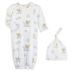Noah's Ark Printed Gown/Hat Set