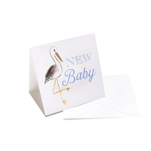 "New Baby" Stork Enclosure Card - Blue