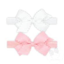 Load image into Gallery viewer, 2pk Scallop Mini Bow on Bands
