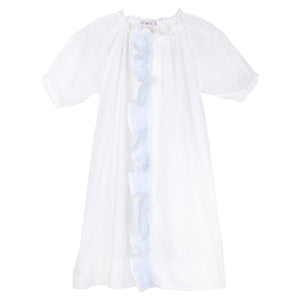 Classic Ruffle Daygown - White/Blue