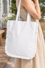 Load image into Gallery viewer, White Canvas Ruffle Tote
