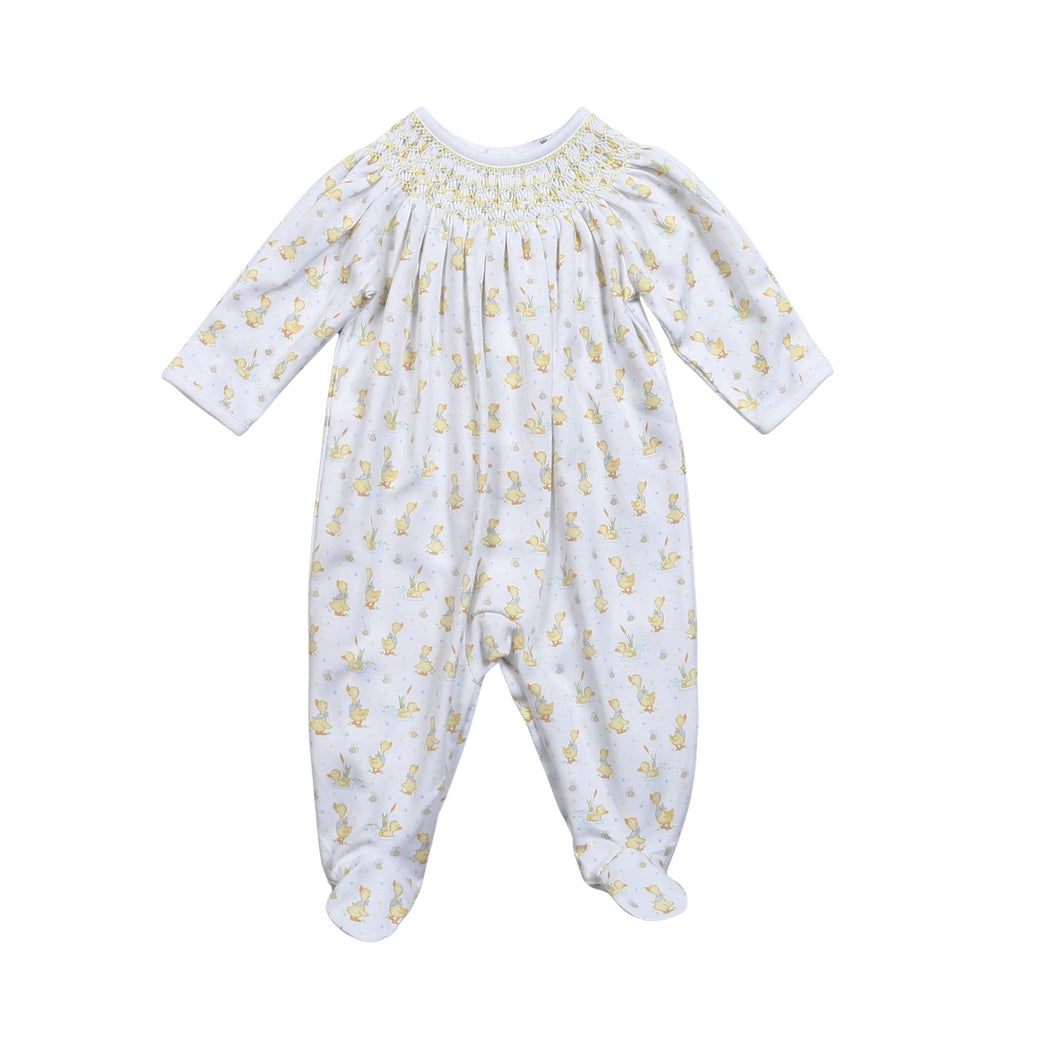 Ducks/Pond Hand Smocked Footie