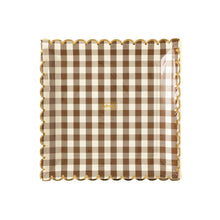 Load image into Gallery viewer, Brown Gingham Scalloped Plate

