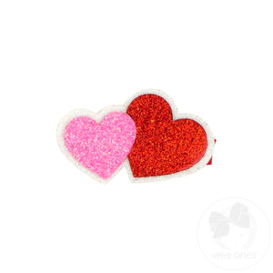 Large Glitter Double Heart Clip