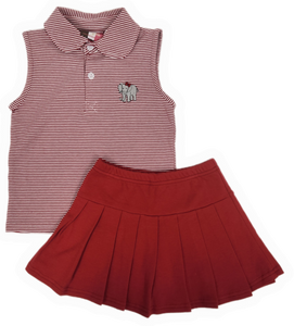 Girls Elephant Emb Skort Set