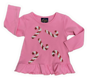 L/S Candy Cane Ruffle T-Shirt