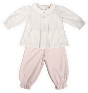 L/S Flower Emb Bloomer Pant Set