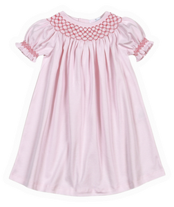 Rosy Smocked Bishop Dress