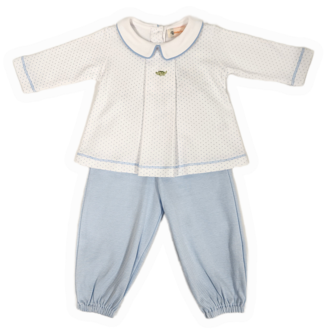 L/S Alligator Emb Bloomer Pant Set