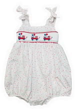 Load image into Gallery viewer, Tie-Strap Smocked Bubble - Patriotic Party Wagon
