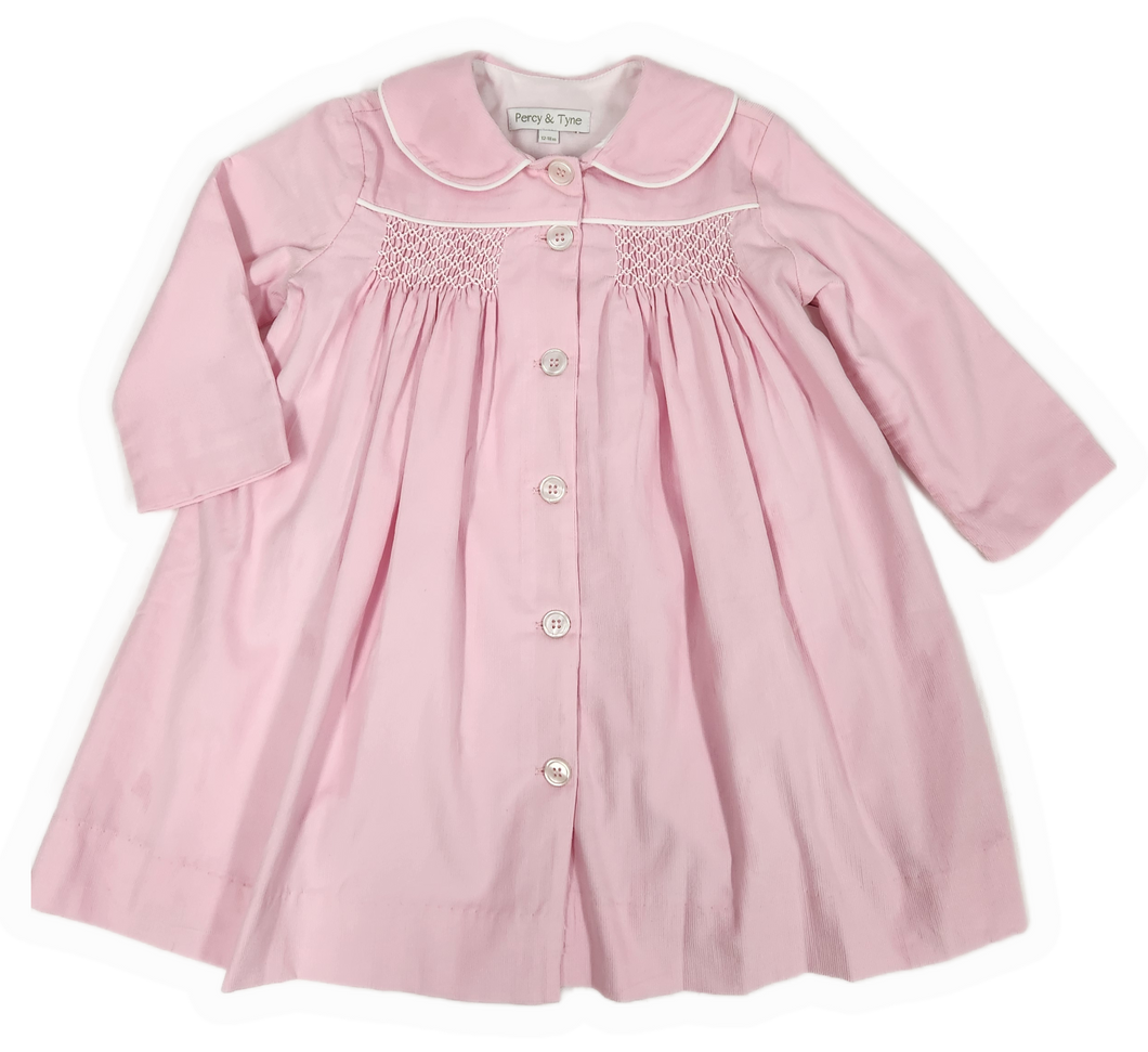 Smocked Corduroy Coat