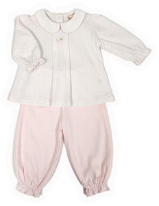 L/S Flower Emb Bloomer Pant Set