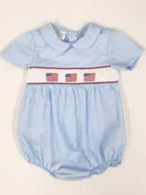 Load image into Gallery viewer, Smocked Flag Boy Bubble
