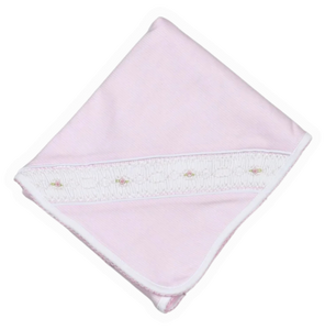 Sally Smocked Pima Receiving Blanket