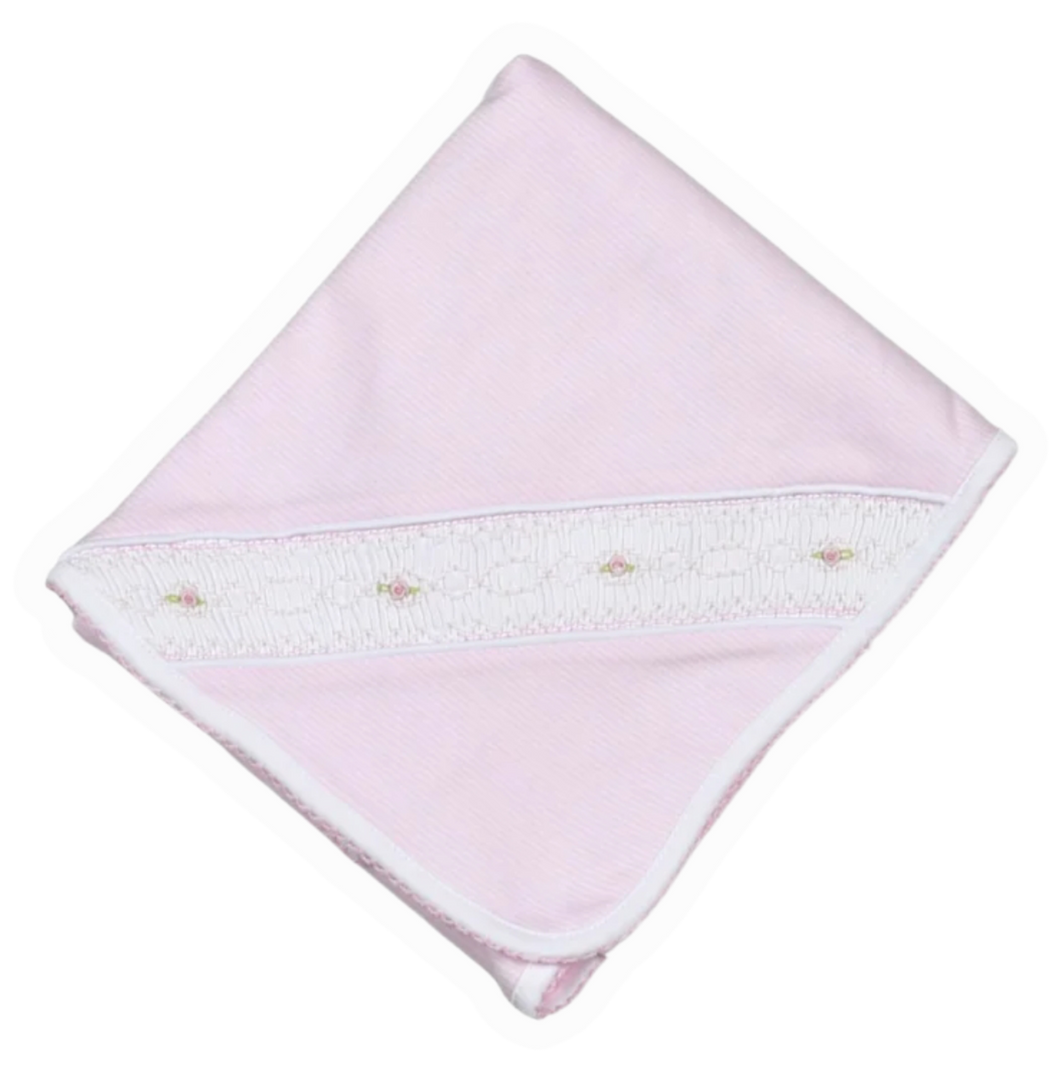 Sally Smocked Pima Receiving Blanket