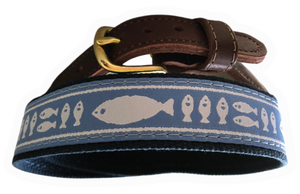 Batik Fish on Navy Cotton Web Belt