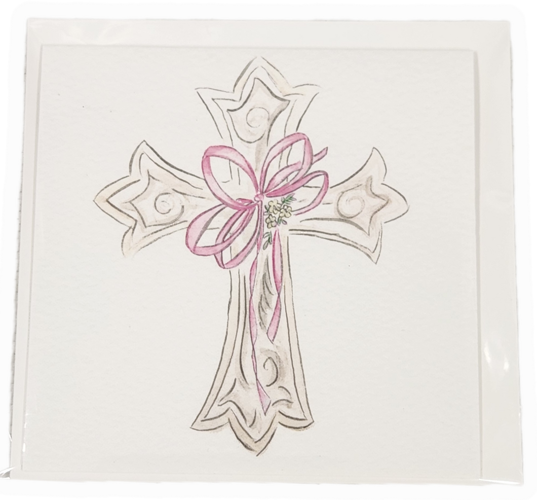 Cross w/ Bow Enclosure Card