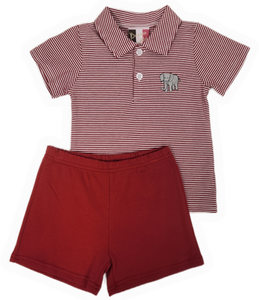 Boys Elephant Emb Short Set