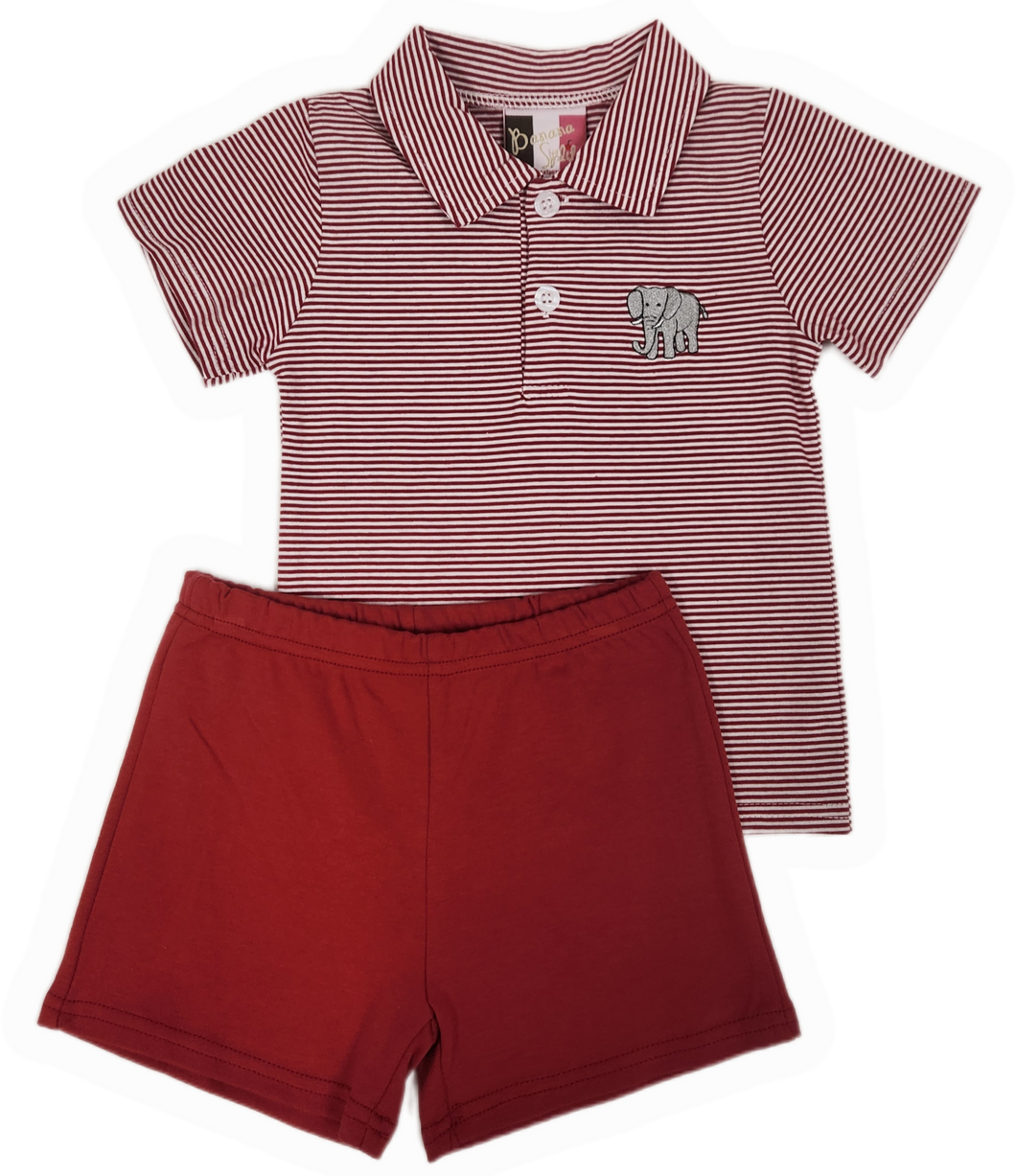 Boys Elephant Emb Short Set