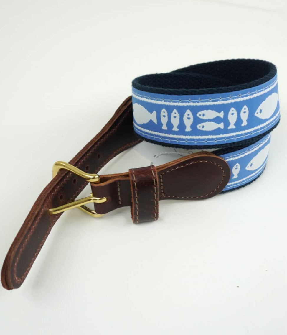 Batik Fish on Navy Cotton Web Belt