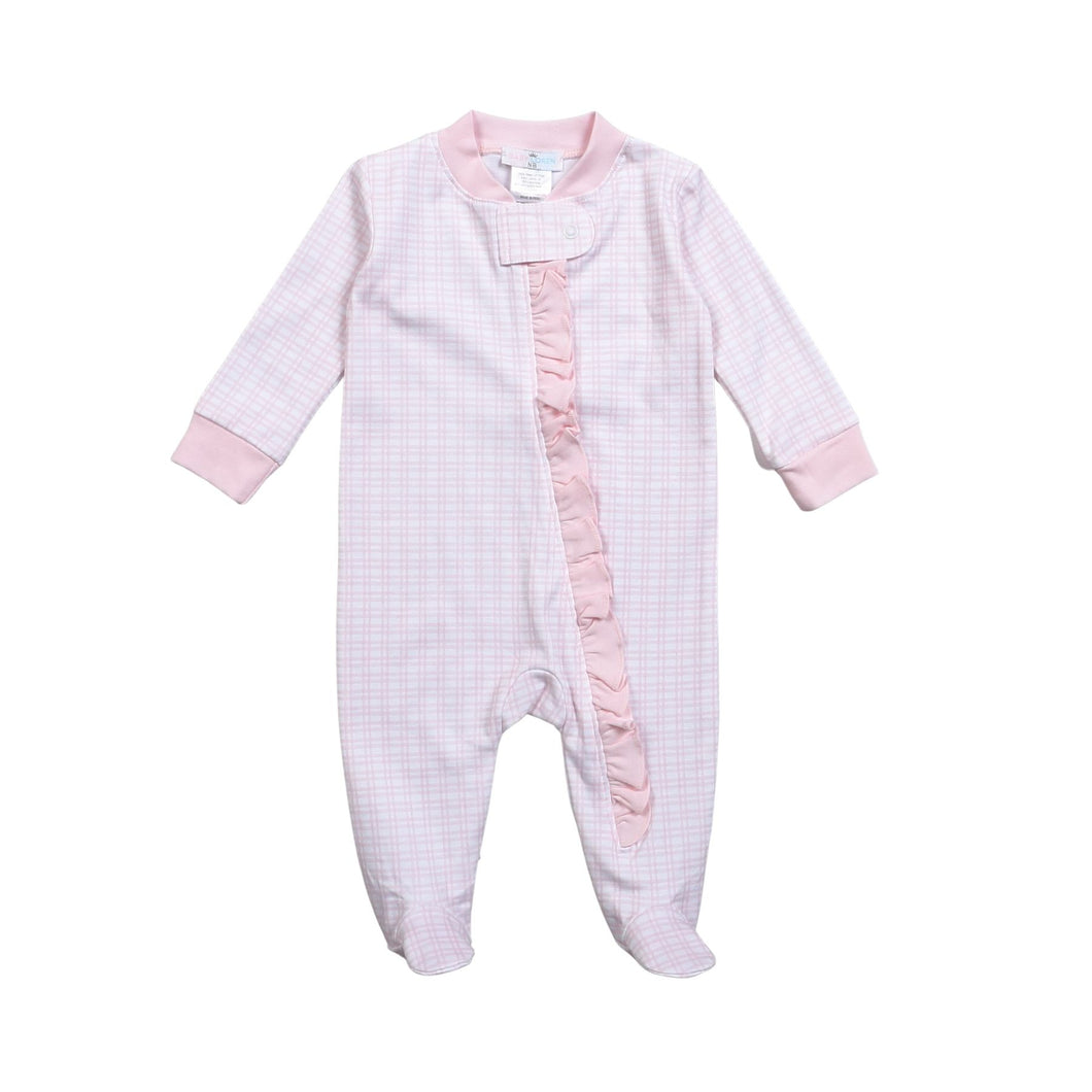 Plaid Zipper Footie w/ Ruffle