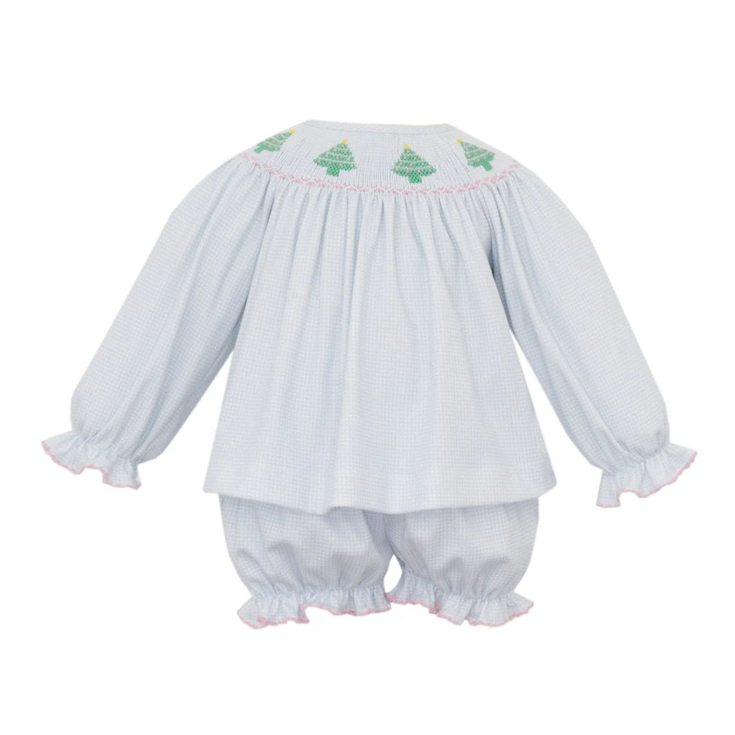 Christmas Tree Smocked Bloomer Set