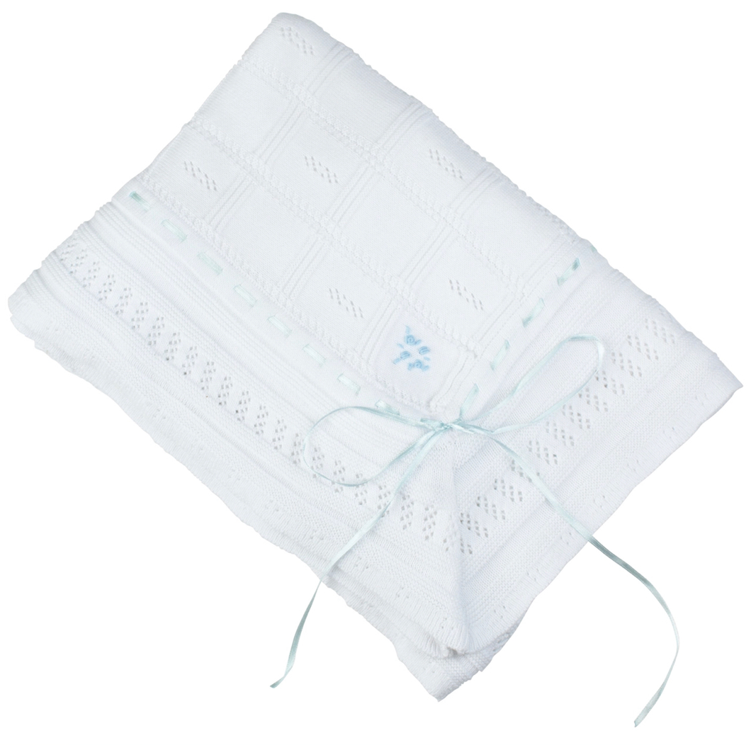 Ribbon Pointelle Knit Blanket - Shawl