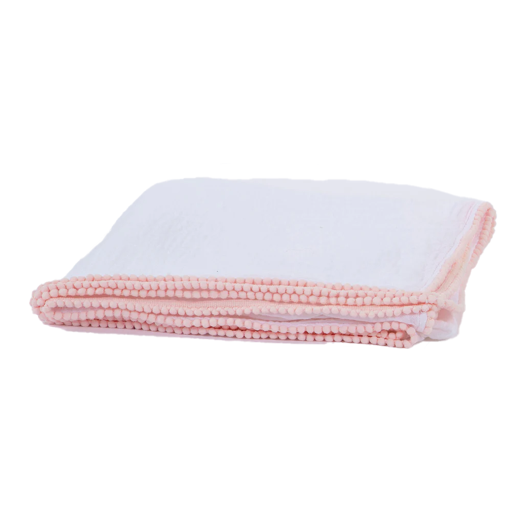 Pom-Pom Edge Muslin Blankets