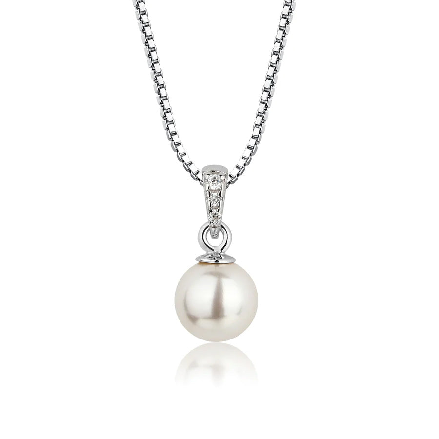 Sterling Silver White Pearl Pendant Necklace