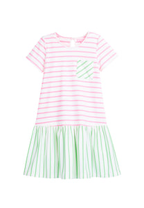 Isabel Dress - Pink & Green Stripe