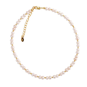 14K Gold-Plated Pearl Cross Necklace for Kids