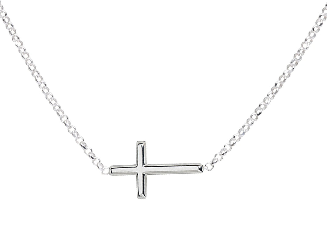 Sterling Silver Horizontal Cross Necklace