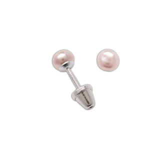 Sterling Silver Child's Pink Pearl Earrings