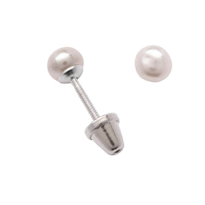 Sterling Silver Child's White Pearl Earrings