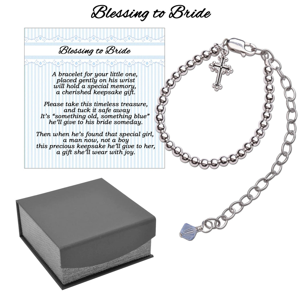 Boy's Blessing to Bride Sterling Silver Christening Bracelet for Baby Boy