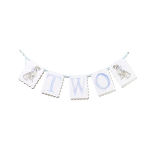 "TWO" Birthday Banner with Airplane/Puppy Dog Reversible End Pieces