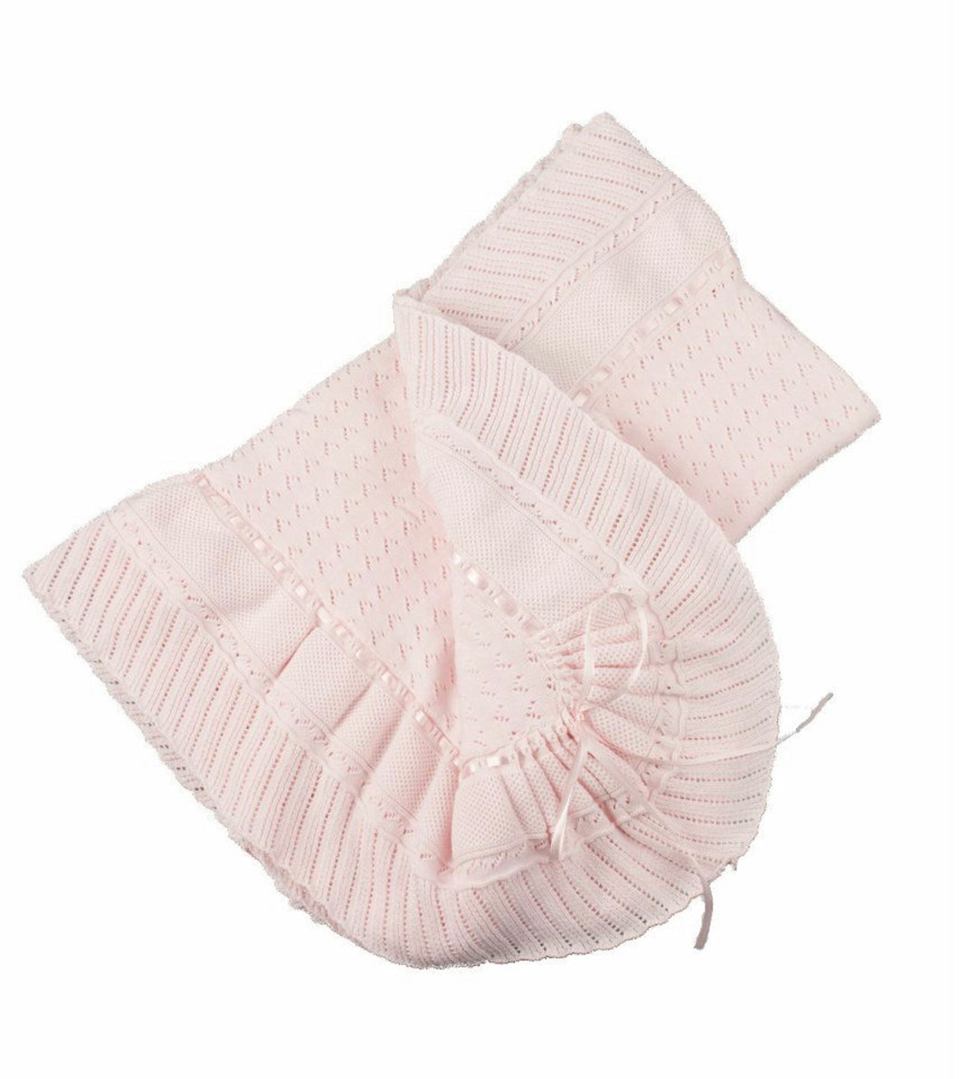 Solid Pointelle Ruffle Blankets