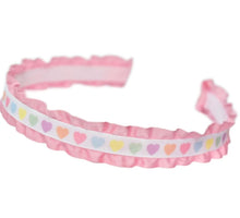Load image into Gallery viewer, Pastel Hearts Pink Ruffle Headband
